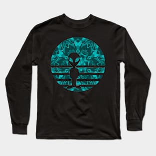 Encounters Kaleidoscope Silhouette Invasion Alien Sunset Silhouette Long Sleeve T-Shirt